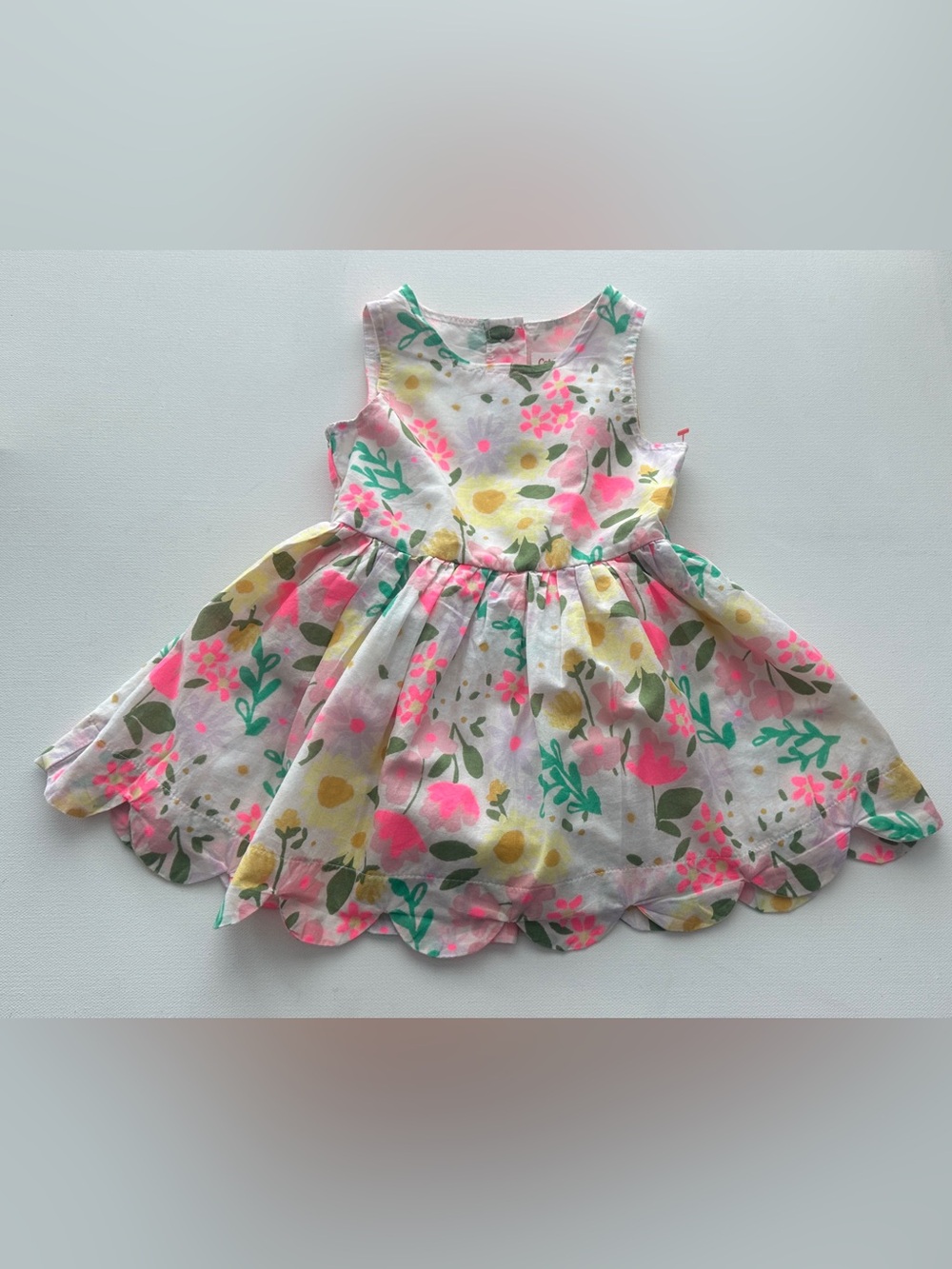 Cat & Jack girl’s Floral Scallop Hem Sundress.  Size 12M.